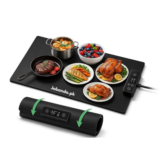 Portable Electric Warming Mat, Silicone Food Warmer with 3 Temperature Settings, Safe Child Lock, Roll Up Buffet Hot Plates Heat Pad for Parties, Fast Heating Pads for Food, Pizza Coffee Tea Heater Meat Defrosting Tray Adjustable Temperature