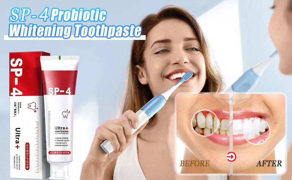 SP4 Oral Care Probiotic Whitening Toothpaste 120g โ Shine Brighter, Remove Years of Coffee, Tea & Smoking Stains