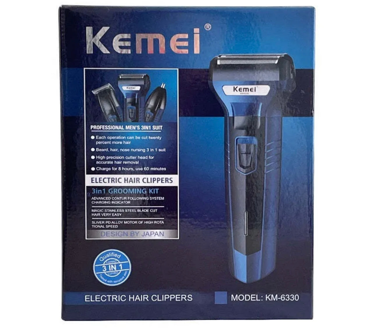 Original Kemei 3 In 1 Rechargeable Shaving Machine 6 Months Warranty
