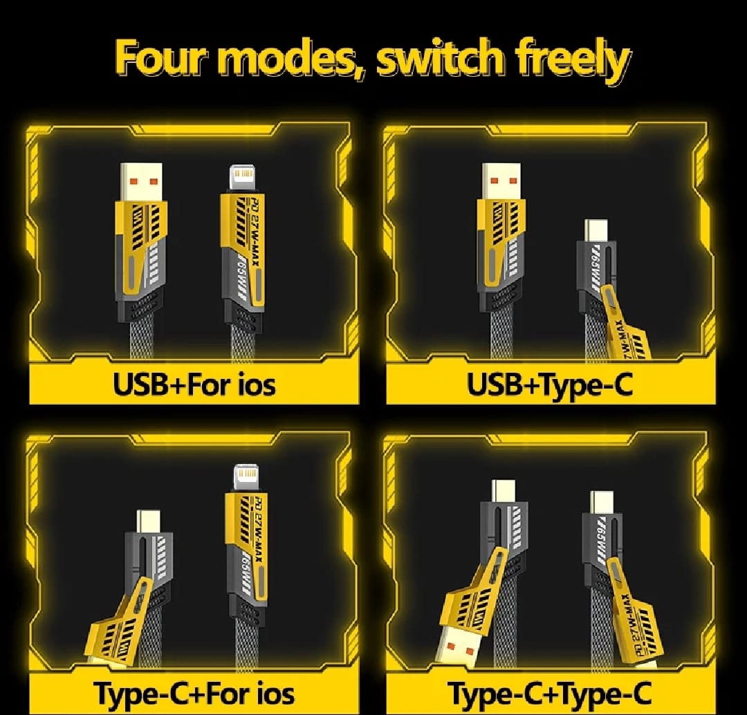 4 in 1 65W Fast Charging USB To Type C PD Cable Fast Charger For All PHONES