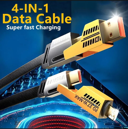 4 in 1 65W Fast Charging USB To Type C PD Cable Fast Charger For All PHONES