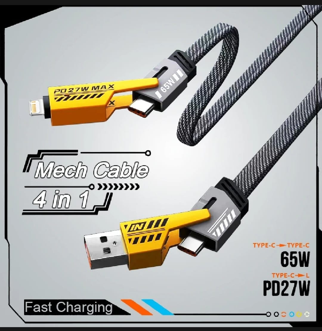 4 in 1 65W Fast Charging USB To Type C PD Cable Fast Charger For All PHONES