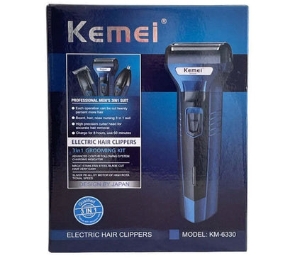 Original Kemei 3 In 1 Rechargeable Shaving Machine 6 Months Warranty