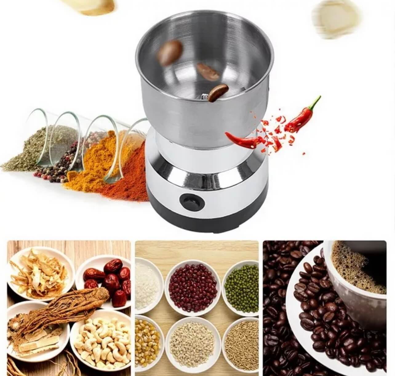 Electric Grinder High Quality Stainless Steel Spices Masala, Nuts, Beans Grinder Powerful Motor