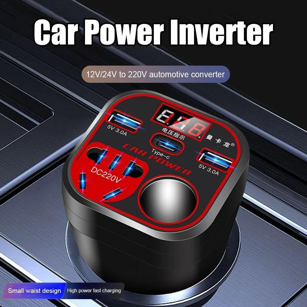 Car Mounted Cap Type Inverter ABS 12V DC To 220V AC Streamlined