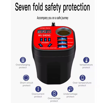 Car Mounted Cap Type Inverter ABS 12V DC To 220V AC Streamlined