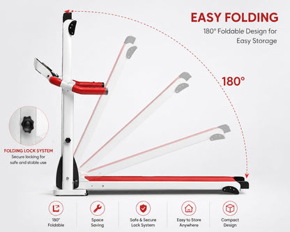 Foldable Electric Treadmill for Home | 1HP Motor 2HP Peak | 120KG Capacity | 1-6KM/H Speed | 3-Level Manual Incline | Pulse Sensor